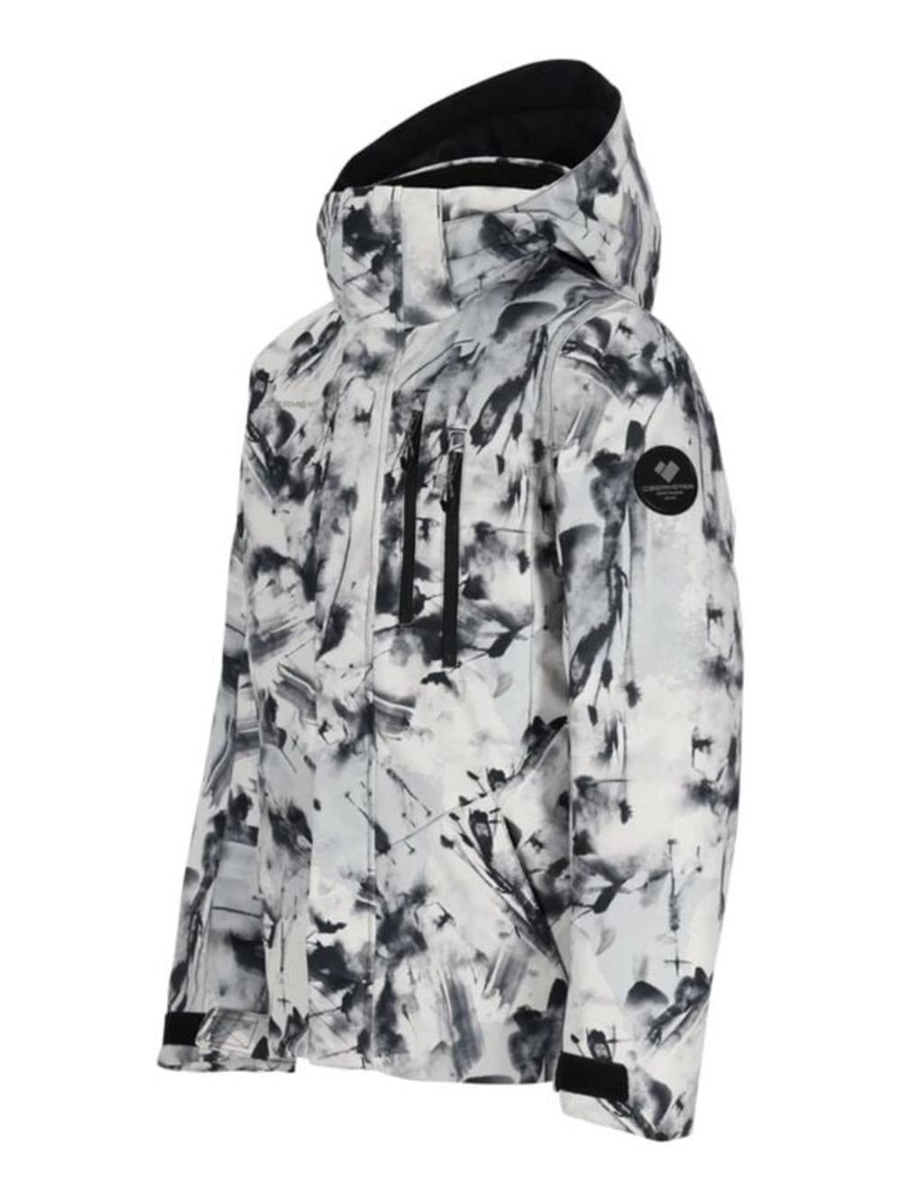 Obermeyer Gents Black and White Marble Print Hooded Ski Jacket Boys Teen L 14-16